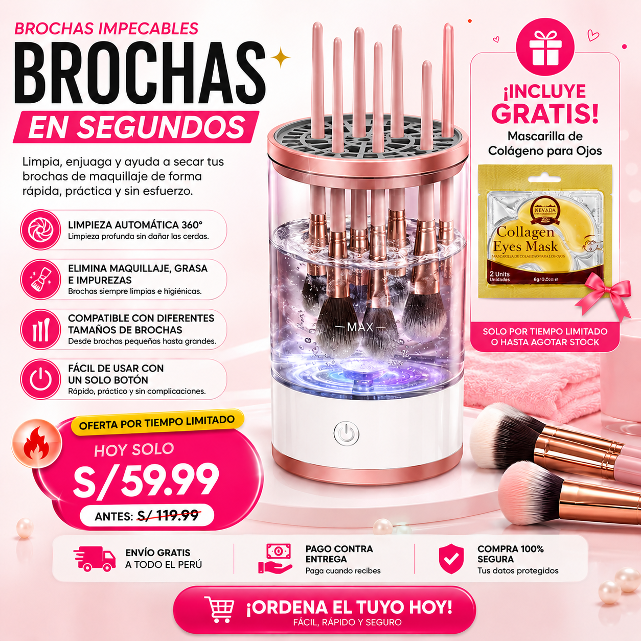 BrushClean Pro™ Limpiador Eléctrico de Brochas
