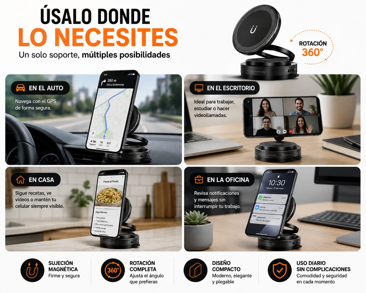 Soporte Magnético 360°™ para Celular