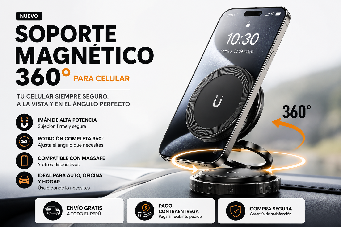 Soporte Magnético 360°™ para Celular