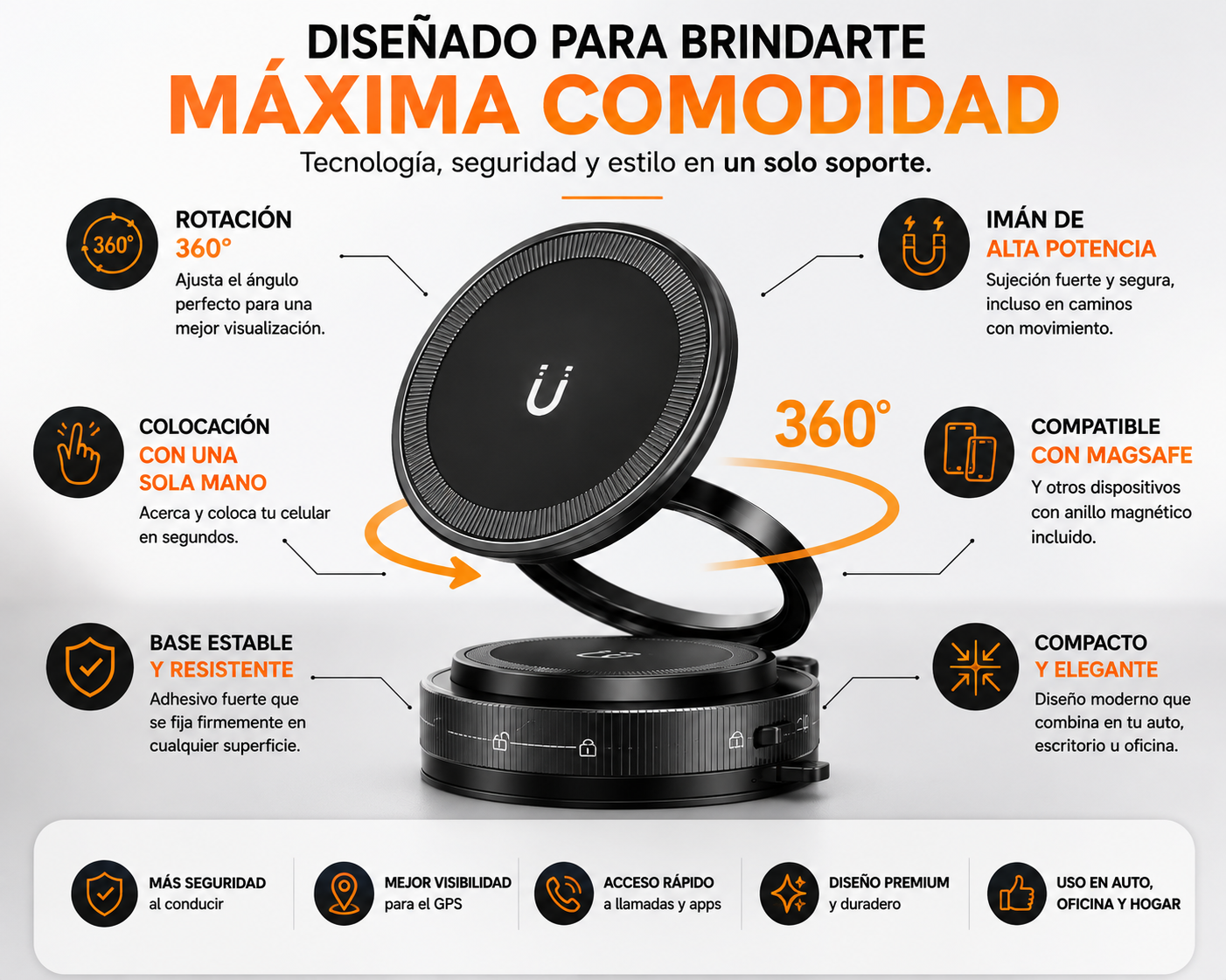 Soporte Magnético 360°™ para Celular